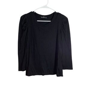Pomander Place Black Puffer Sleeve Top Stretch